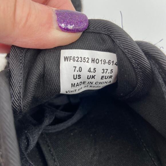 Keds x Kate Spade Canvas Sneakers Women's Size 7 Black Shimmer Lace Up Comfort - Picture 8 of 11